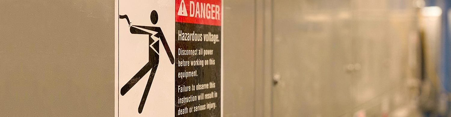 image of a hazard sign indicating risk of danger of Hazardous voltage
